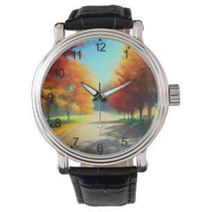 Natur-Herbstbäume im Wald Armbanduhr