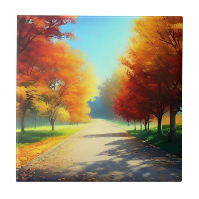 Natur-Herbstbäume im Wald Fliese (Vorderseite)