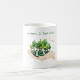 Natur in unseren Händen Aquarell Umweltkunst Kaffeetasse