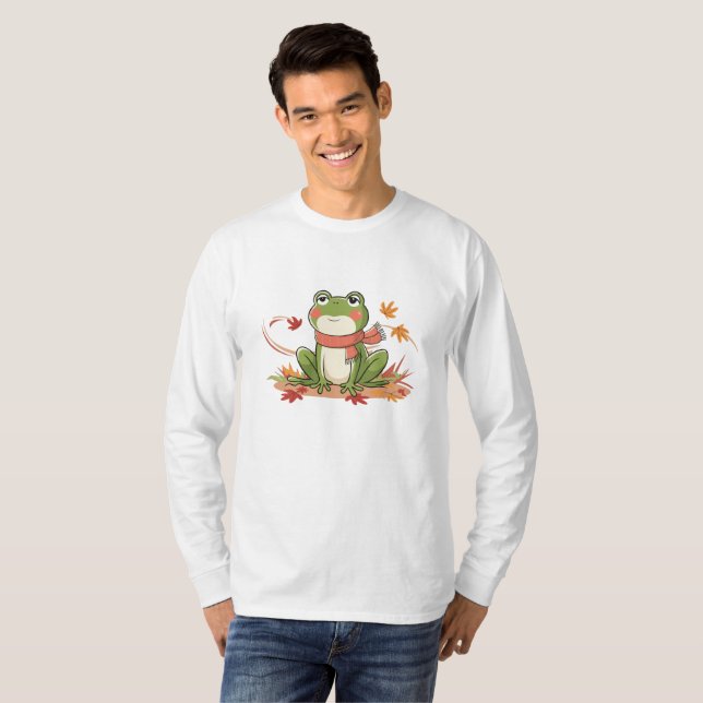 Natur Inspiriert Frosch Art - Roter Scarf Frosch T-Shirt (Vorne ganz)