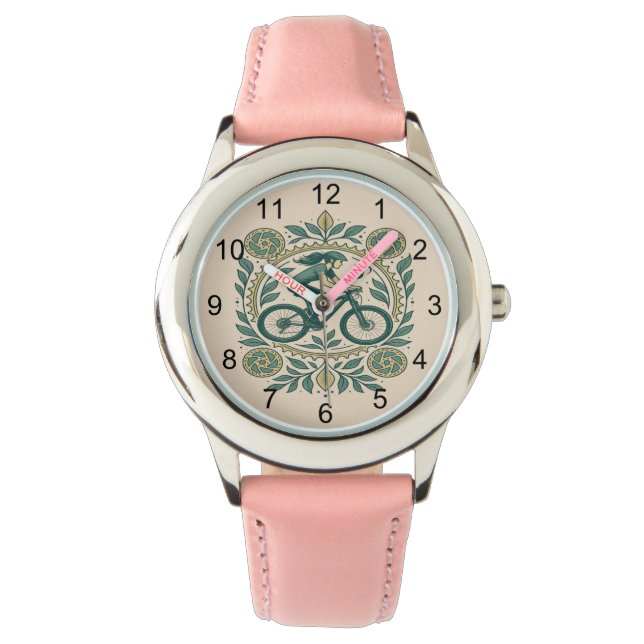 Natur Inspiriert Radlerin - Boho Biking Armbanduhr (Vorderseite)