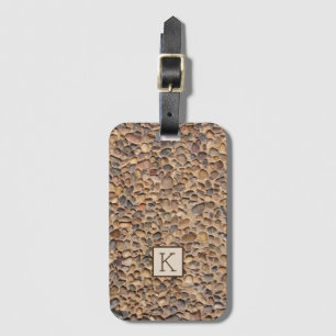 Natur-Kiesel entsteint Foto mit Monogramm Gepäckanhänger