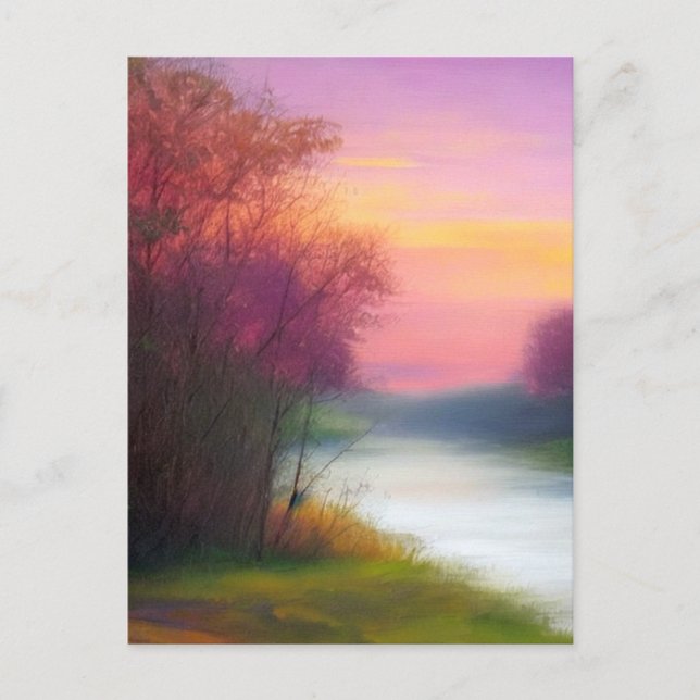 Natur Kunst: Am Fluss entlang Postkarte (Vorderseite)