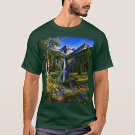 Natur Landschaft Berge Wasserfälle See Teich T-Shirt