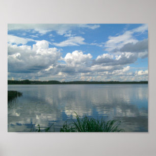 Natur Landschaft See Wolken Belarus Poster