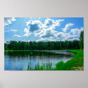 Natur Landschaft See Wolken Belarus Poster