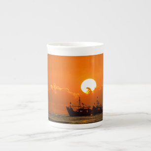 Natur Landschaft Sonnenuntergang mit Boot-68465 Prozellantasse