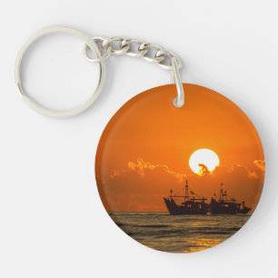 Natur Landschaft Sonnenuntergang mit Boot-68465 Schlüsselanhänger