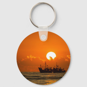 Natur Landschaft Sonnenuntergang mit Boot-68465 Schlüsselanhänger