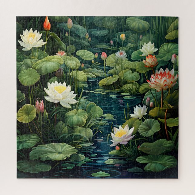 Natur Lotus Water Lily Pond Landschaft (Vertikal)