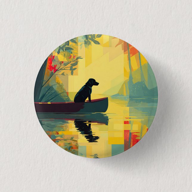 Natur Minimalist Black Labrador Kanu Button (Vorderseite)