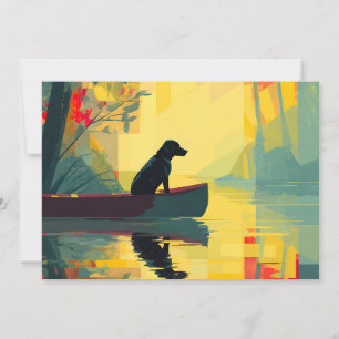 Natur Minimalist Black Labrador Kanu Feiertagskarte