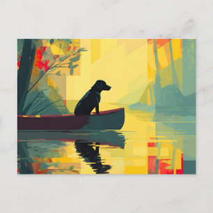 Natur-Minimalist Black Labrador Kanu Feiertagspostkarte