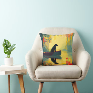 Natur-Minimalist Black Labrador Kanu Kissen