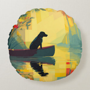Natur Minimalist Black Labrador Kanu Rundes Kissen