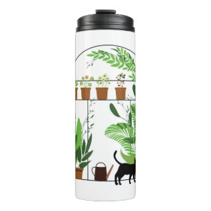 Natur Muster, Gewächshaus, Gartenarbeit. Zaun, Fl Thermosbecher