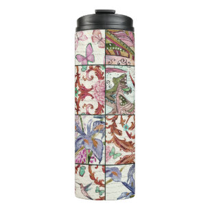Natur-Patchwork: Chic nahtloser Hintergrund Thermosbecher