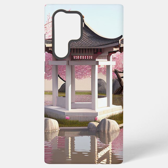 Natur Schöne Landschaft Sakura Kirchen Blossom Gar Samsung Galaxy Hülle (Rückseite)