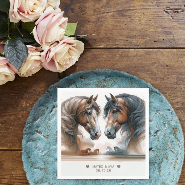 Natur Schönes Brown Pferde Hochzeitspapier Napkin Serviette (Von Creator hochgeladen)