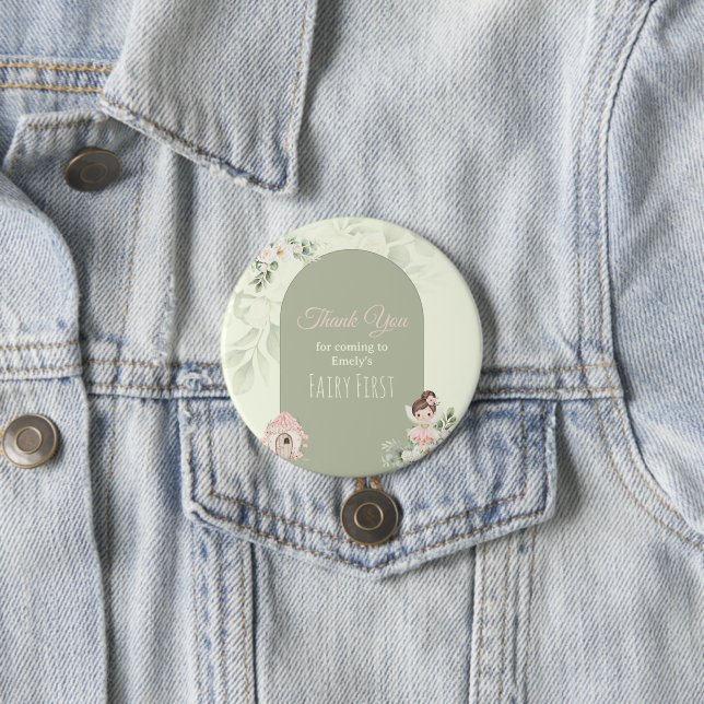Natur Süße Blumen Fee 1. Geburtstag Button (Beispiel)