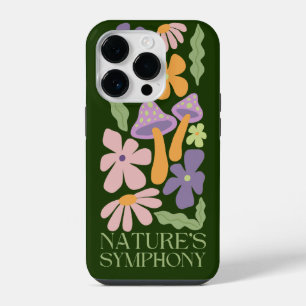 Natur-Symphonie farbenfrohe minimalistische Retro- iPhone 14 Pro Hülle