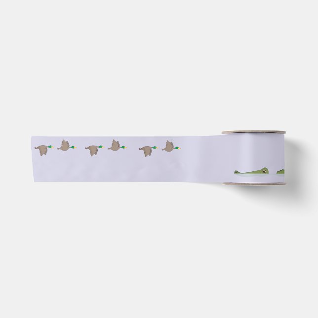 Natur-Szene (Enten, Gator) Satinband (Vorderseite)