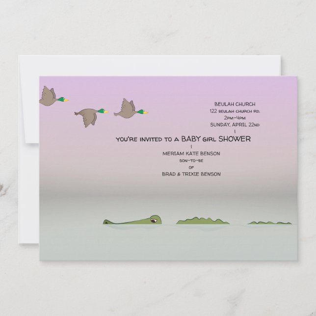 Natur-Szene (Enten, Gator, Schildkröte) Kinderdusc Einladung (Vorderseite)
