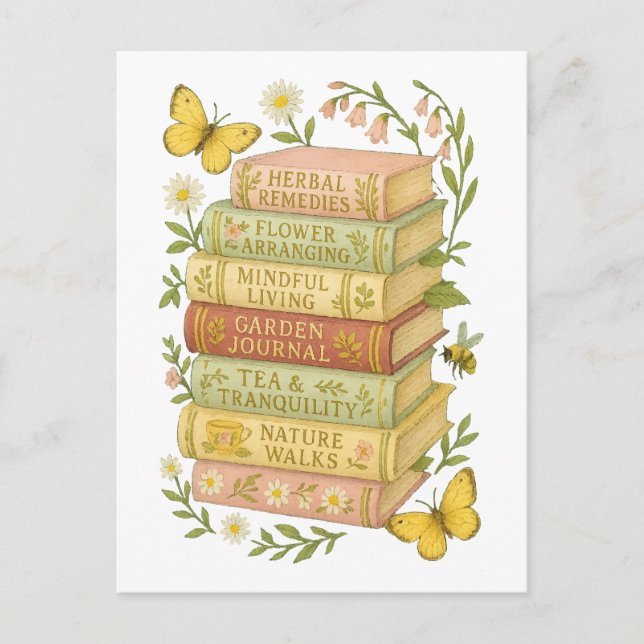 Natur und Botanischer Stapel buchen Postkarte (Vorderseite)