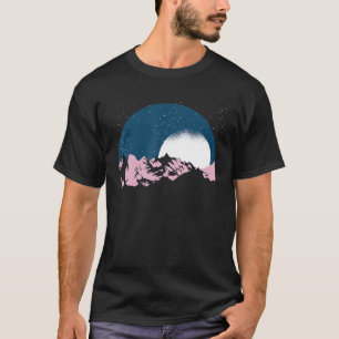 Natur Vollmond Berg Wanderer Mondlicht Wandern T-Shirt
