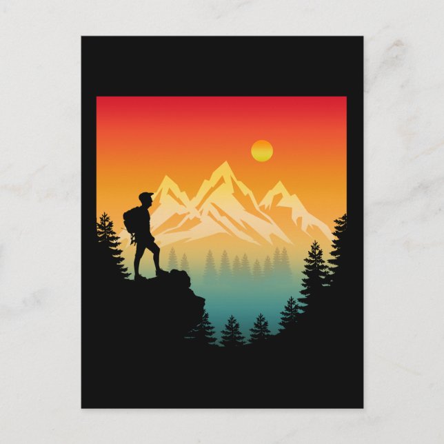 Natur Wandern Bergwald Landschaft Postkarte (Vorderseite)