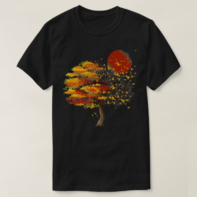 Natur wild lebende Tiere Vollmond Baumschlote Vöge T-Shirt (Design vorne)