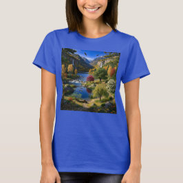 Natur Wildnis Landschaft Berge Wasserfälle T-Shirt