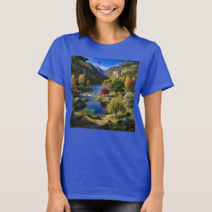 Natur Wildnis Landschaft Berge Wasserfälle T-Shirt