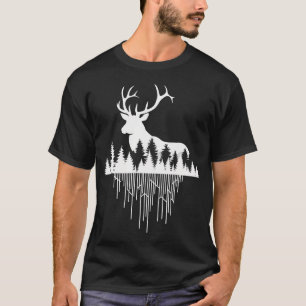 Natur Wildnis Wald Kunstwerk Jagd Hirsche T-Shirt