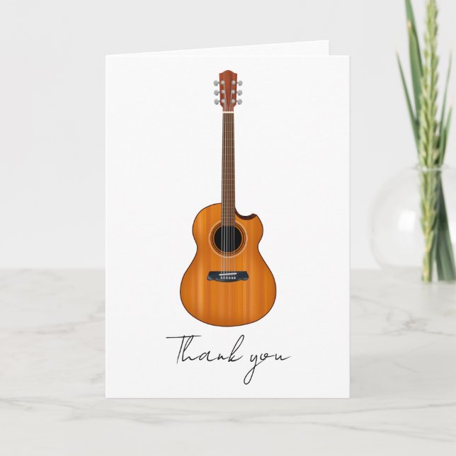 Natural Acoustic Gitarre geklappt Danke Karte (Vorderseite)
