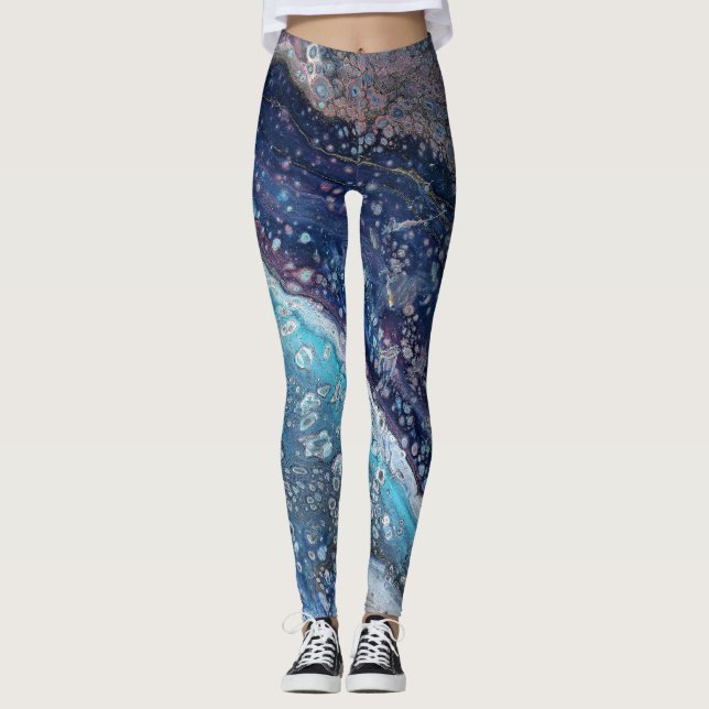 Natural Attraction 2 Blue Geode Abstract Leggings (Vorderseite)
