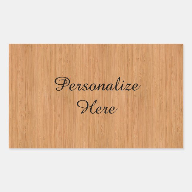 Natural Bamboo Wood Grain Look Rechteckiger Aufkleber (Vorderseite)