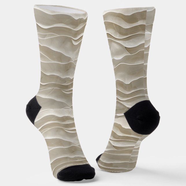 Natural Beige Wave Art Socken (Gewinkelt)
