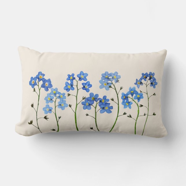 Natural Blue Pressed vergme-me-not-Blume Kissen (Vorderseite)