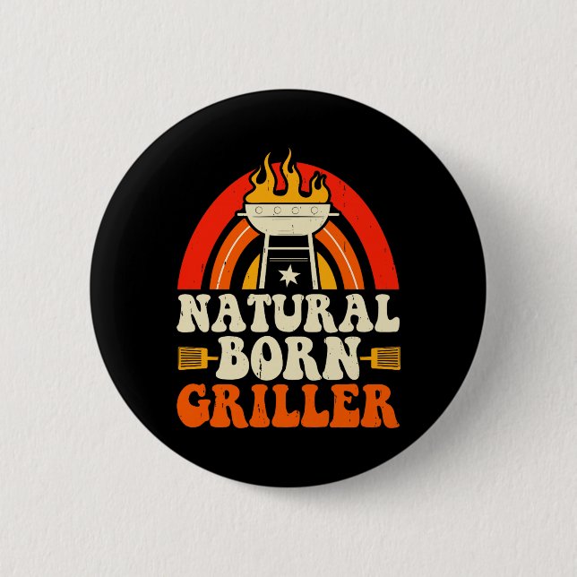 Natural Born Griller Retro Bbq Smoke Master Button (Vorderseite)
