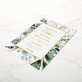 Natural Botanic Foliage Frame Emerald Wedding Folieneinladung