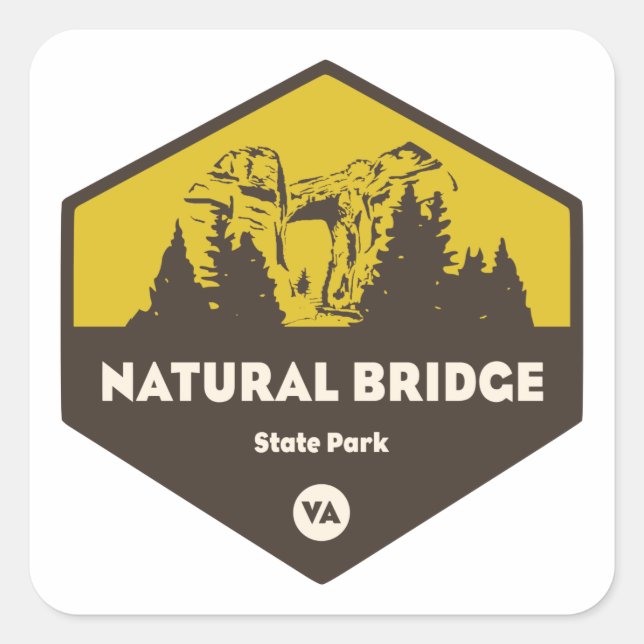 Natural Bridge Staat Park, Virginia Quadratischer Aufkleber (Vorderseite)