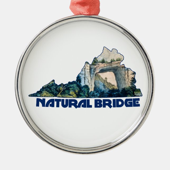 Natural Bridge Virginia State Karte Ornament Aus Metall (Vorne)