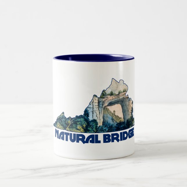 Natural Bridge Virginia State Map Zweifarbige Tasse (Mittel)