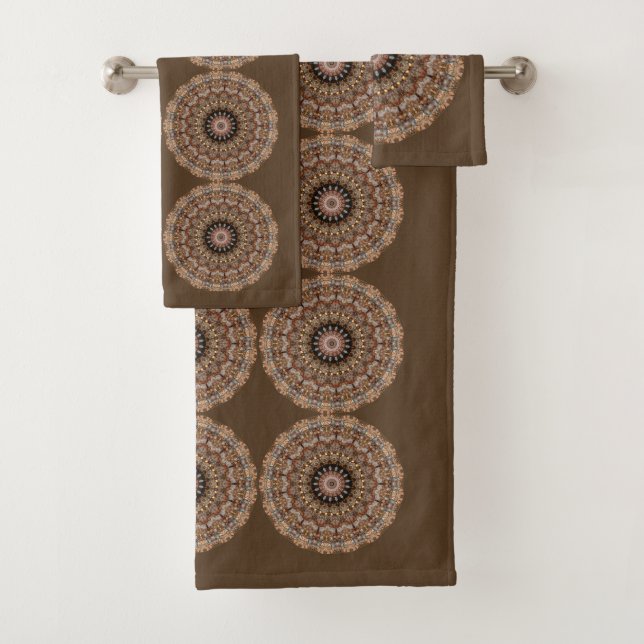Natural Browns Mandala Pattern Badhandtuch Set (Insitu)