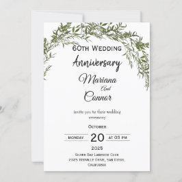 Natural Classic Greenery Wedding Anniversary  Einladung