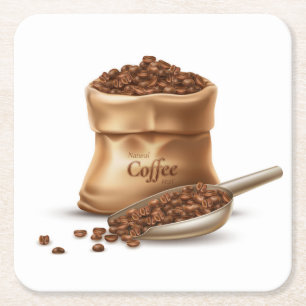 Natural Coffee Best Bean Bag and Scoop Rechteckiger Pappuntersetzer