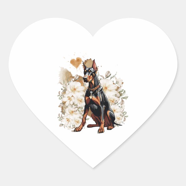 Natural Ear Doberman ein Geschenk für Doberman Lov Herz-Aufkleber (Vorderseite)