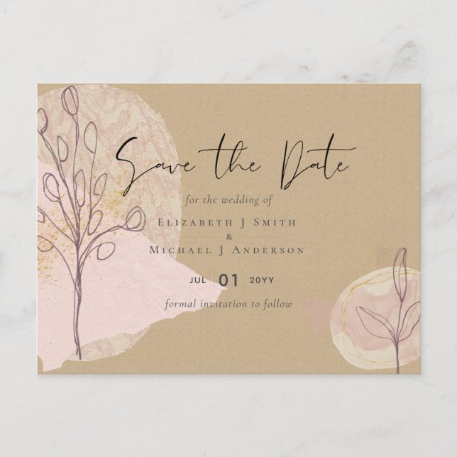 Natural Earth Rustic Woodland Herbstlaubs Hochzeit Postkarte (Vorderseite)