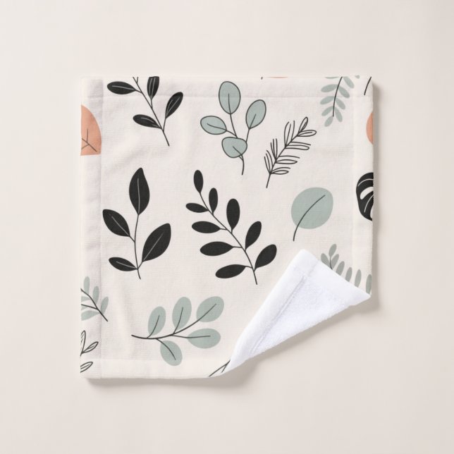 Natural Ease – Fine-Line Leaf Art Towel Badhandtuch Set (Waschlappen)